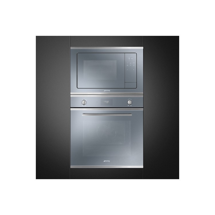 GRADE A2 - Smeg FMI420S Cucina 20L Built-in Microwave Oven And Grill - Silver Glass