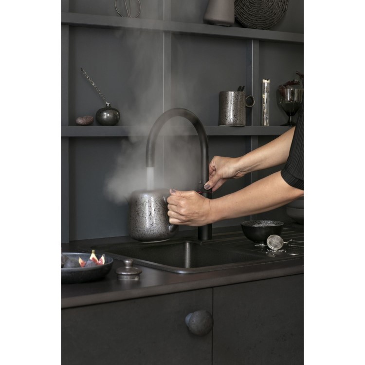 Quooker Fusion Instant Boiling Water Kitchen Tap - Black Round Spout