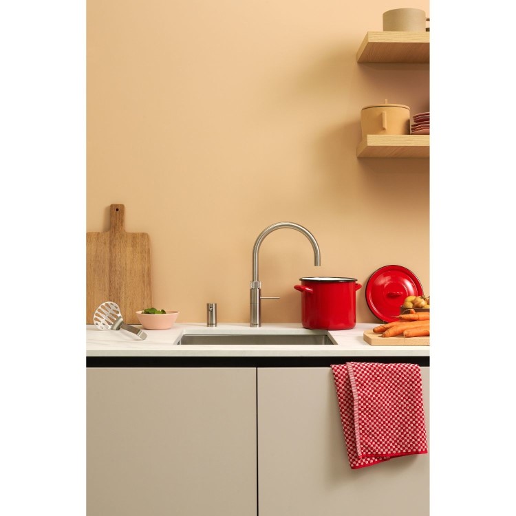 Quooker Fusion Instant Boiling Water Kitchen Tap - Stainless Steel Round Spout