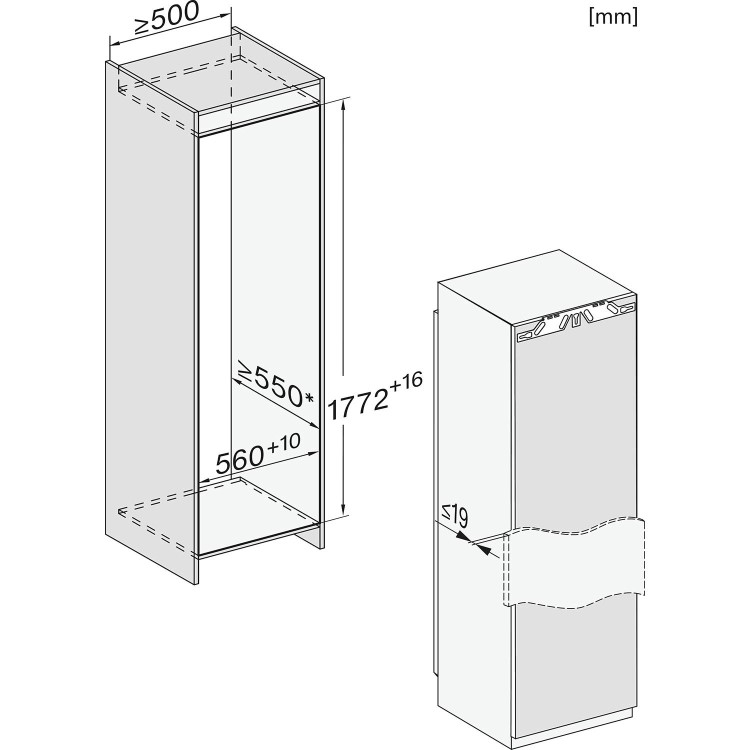 Miele 213 Litre Integrated In-Column Freezer