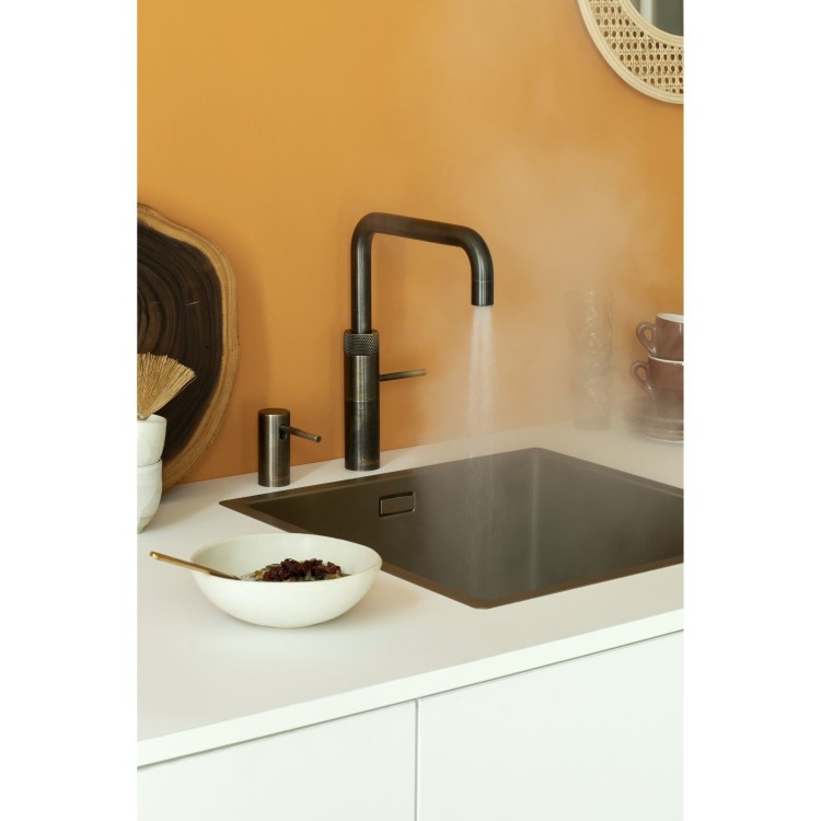 Quooker Fusion Instant Boiling Water Kitchen Tap - Patinated Brass Square Spout