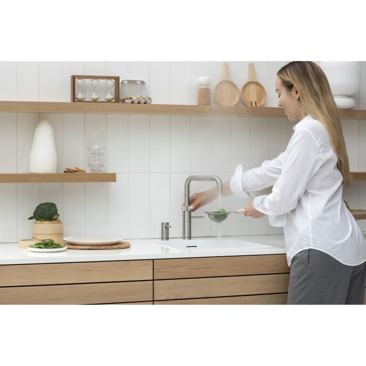 Quooker Fusion Instant Boiling Water Kitchen Tap - Stainless Steel Square Spout