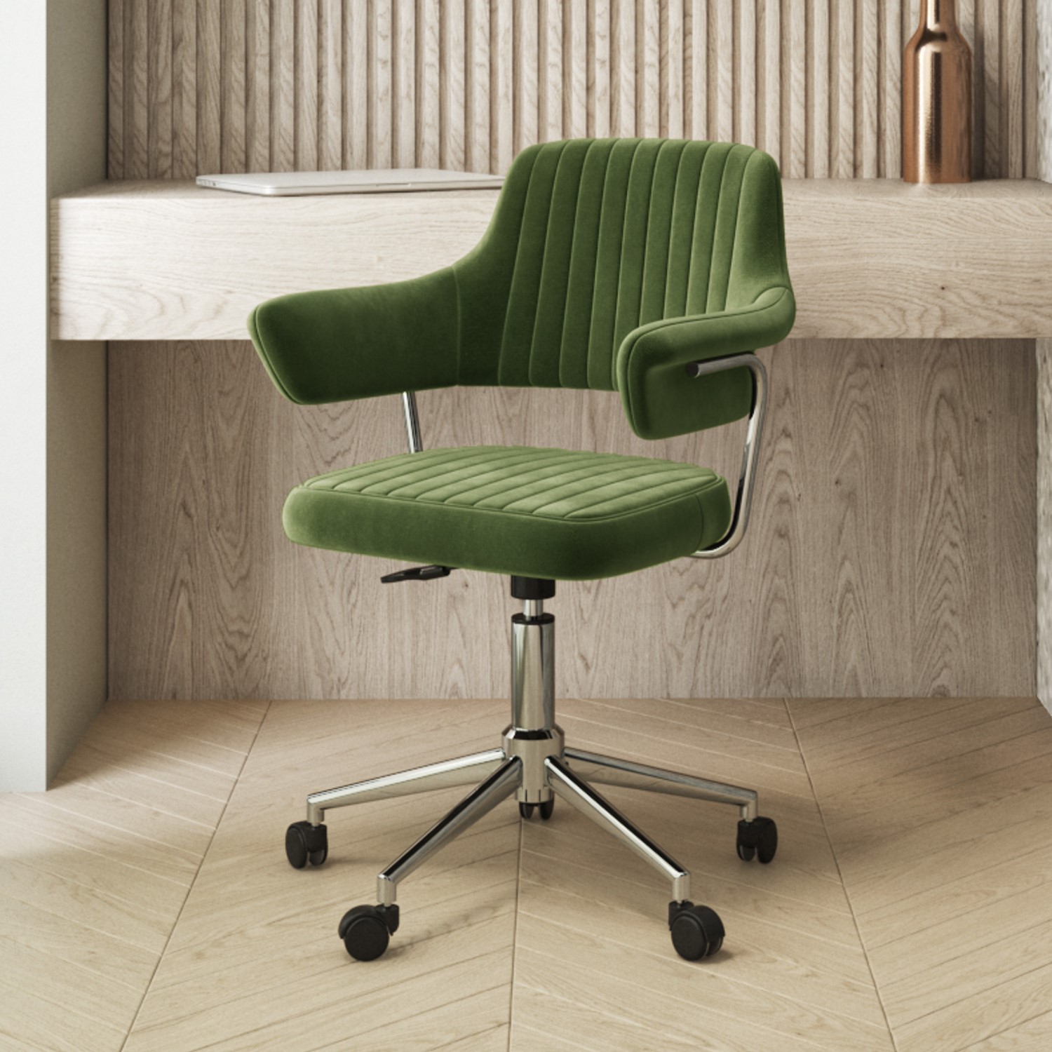 Green Velvet Desk Chair Office Chair Olive Green Swivel Chair
