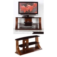 Jual Furnishings Langdon Black Glass TV Stand in Walnut