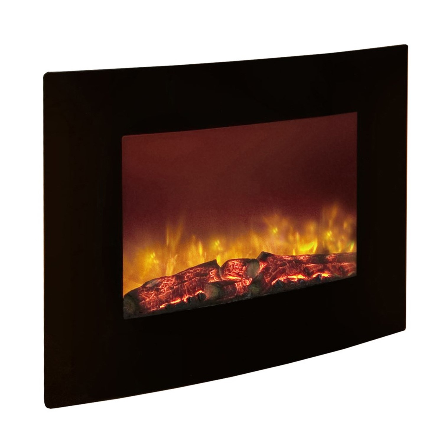 Black Wall Mounted Curved Electric Fireplace Be Modern FOL066304
