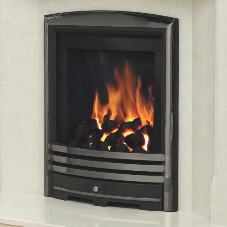 Be Modern Cast Slimline Gas Fire in Nickel Featuring Easy Grip Slide Control