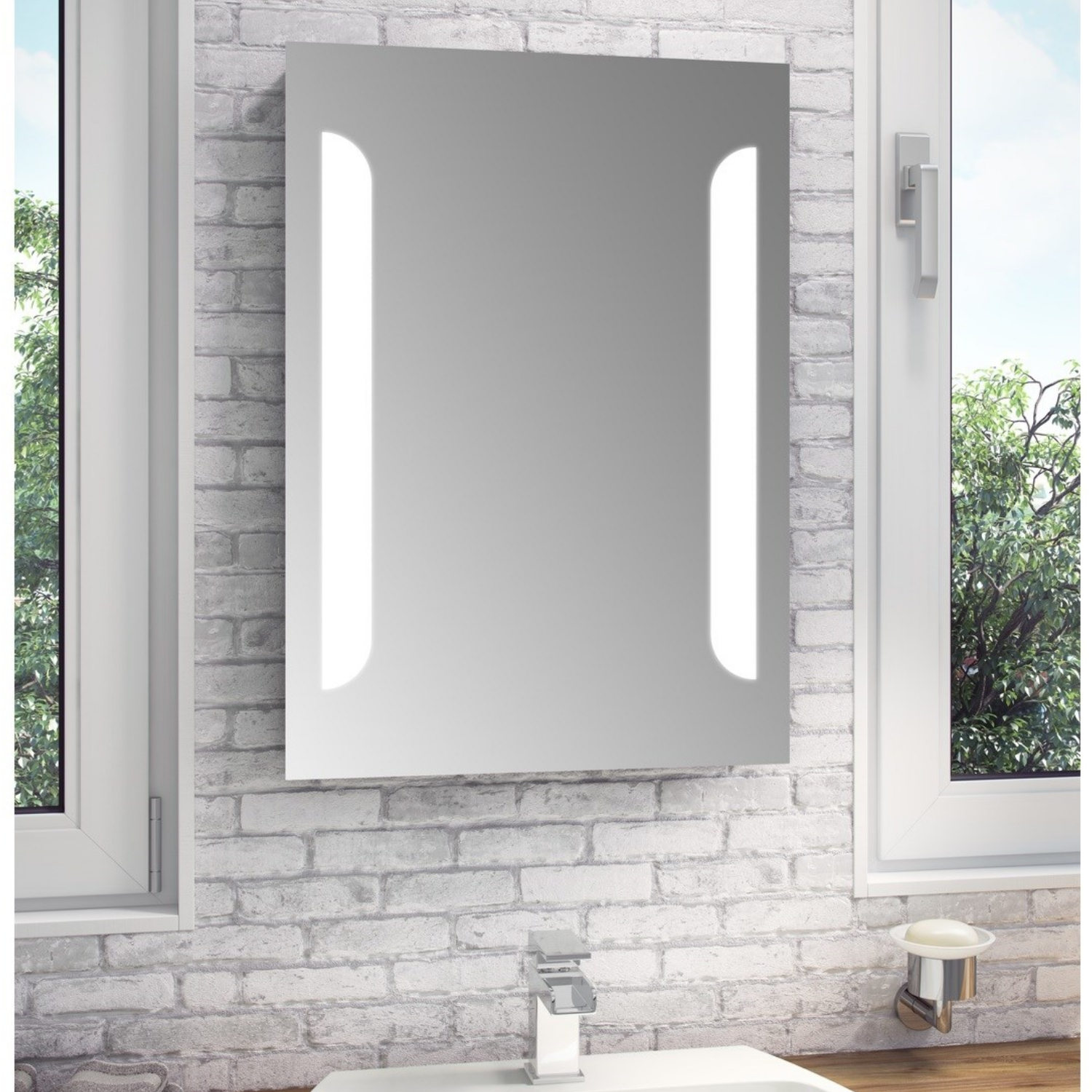 Tulia Led Bathroom Mirror With Illumination De Mist Shaving - Led Bathroom Mirror With Shaving Socket Tulia Led Bathroom Mirror With Illumination De Mist Shaving - Led Bathroom Mirror With Shaving Socket