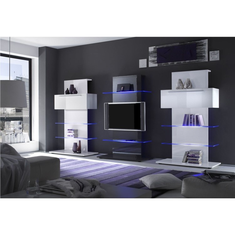 Evoque Grey High Gloss LED TV Stand Media Unit  - Holds 65 inch TV
