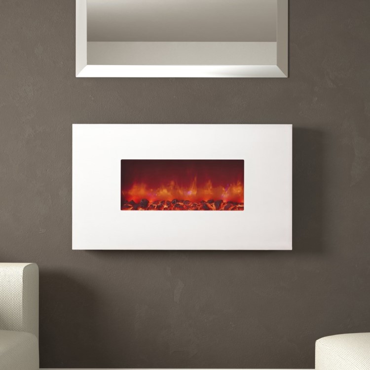 BeModern Cortona Wall Mount Electric Fireplace with White Glass Front  