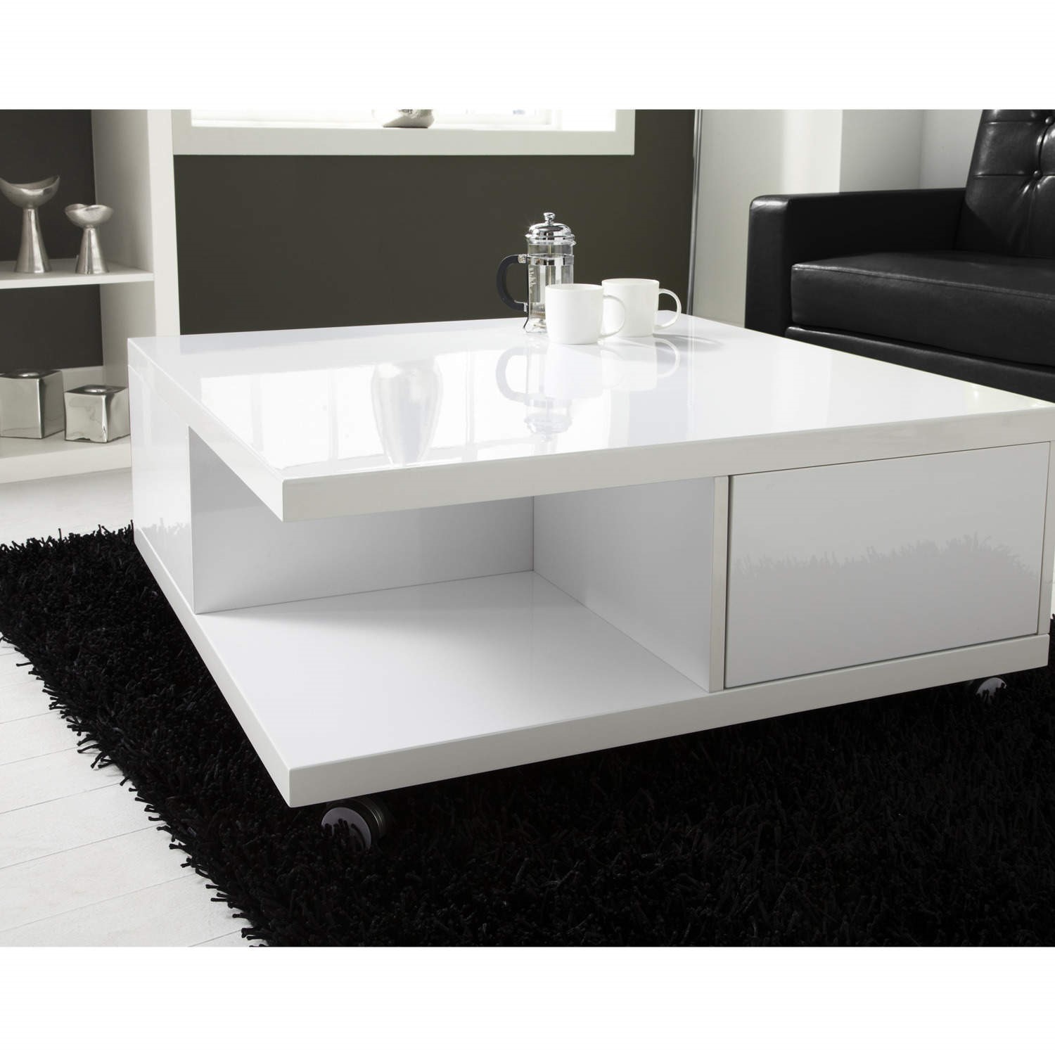 White Coffee Table With Storage Drawers / Northport White Coffee Table