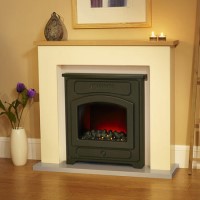Suncrest Thornton Electric Fireplace Suite in Stone with Oak Top Suncrest Thornton Electric Fireplace Suite in Stone with Oak Top
