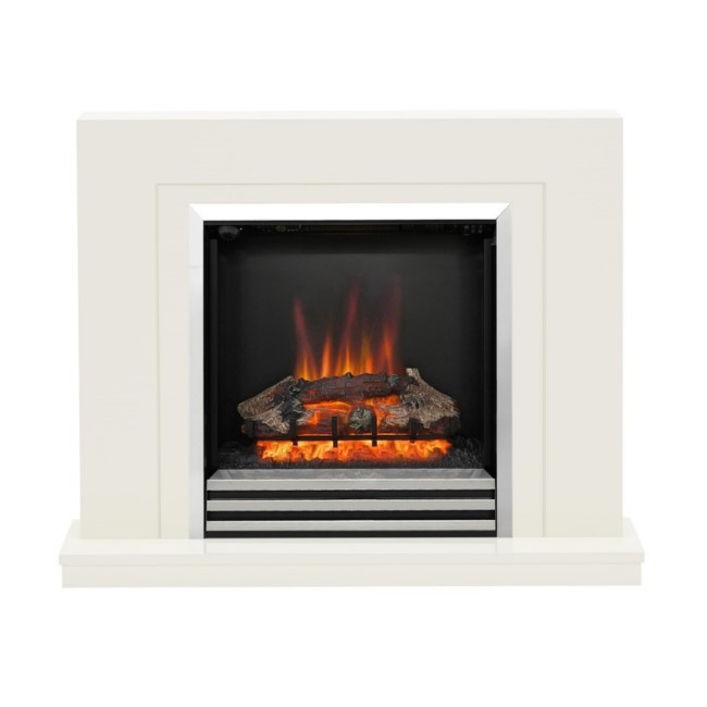 Be Modern 38" White Freestanding Electric Fireplace Suite - Colby