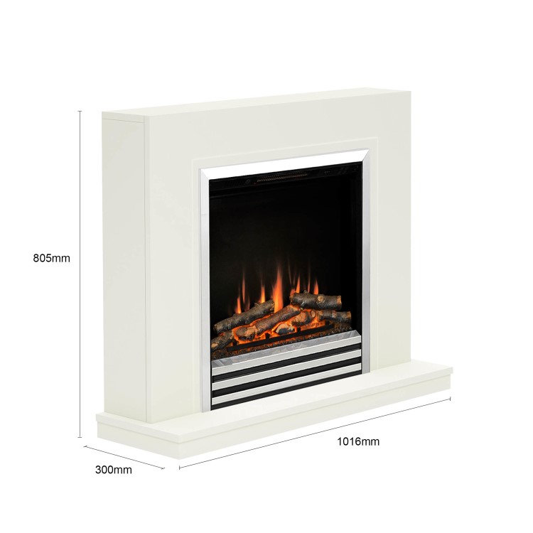 Be Modern Flare Colby White Freestanding Electric Fireplace Suite 38 Inch