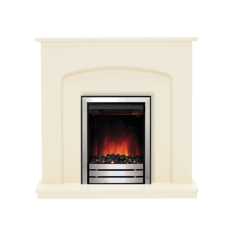 Cream Freestanding Pebbe Effect Electric Fireplace Suite - Be Modern Bewley