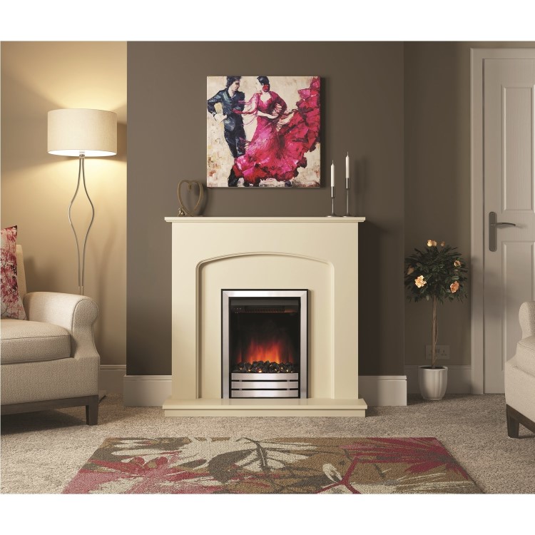 Cream Freestanding Pebbe Effect Electric Fireplace Suite - Be Modern Bewley
