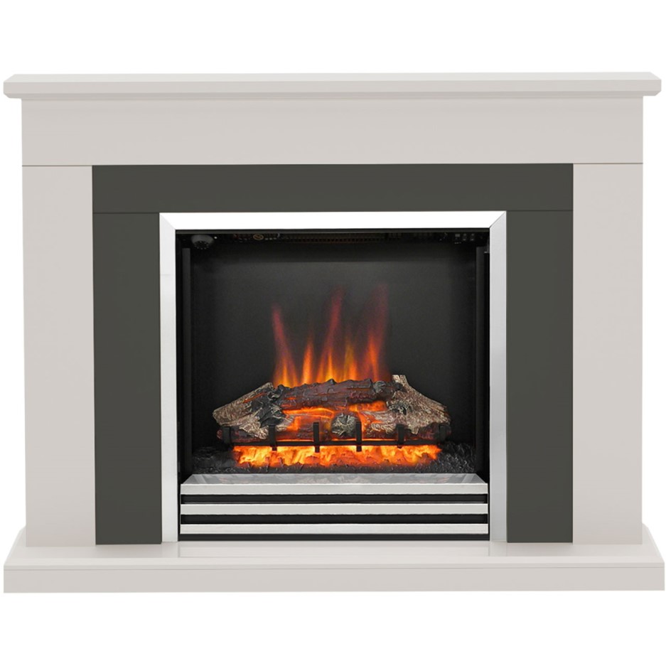 Be Modern Preston Electric Fireplace Suite in Pale Grey with Charcoal