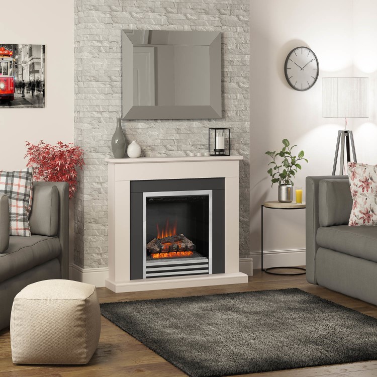 Be Modern 48" Matt Cashmere Freestanding Electic Fireplace Suite - Preston