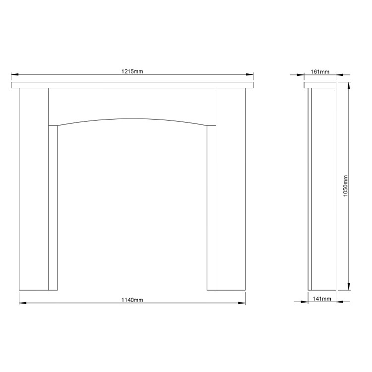 48 Inch Natural Oak Effect Freestanding Fireplace Surround - Be Modern