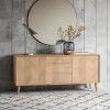 Gallery Milano Solid Oak Light Wood Chevron Style TV Unit with 2 Doors &amp; 3 Drawers