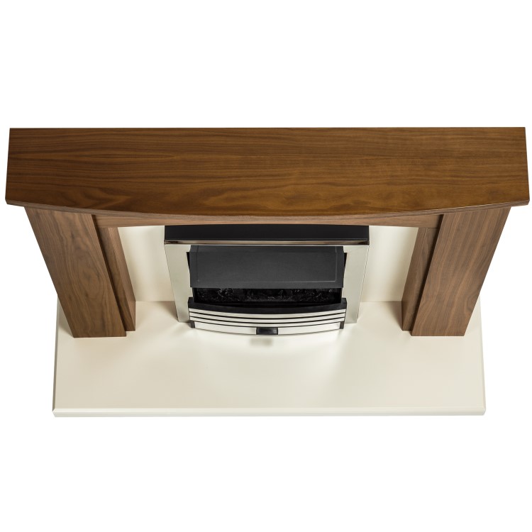 Adam Stanford Fireplace Suite in Walnut with Eclipse Electric Fire in Chrome and Downlights