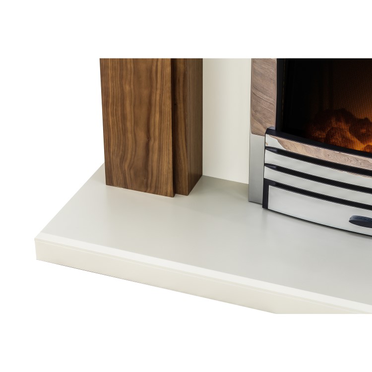 Adam Stanford Fireplace Suite in Walnut with Eclipse Electric Fire in Chrome and Downlights