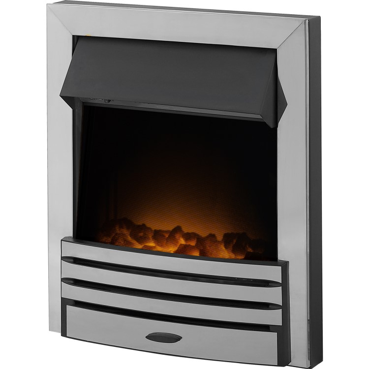 Adam Stanford Fireplace Suite in Walnut with Eclipse Electric Fire in Chrome and Downlights