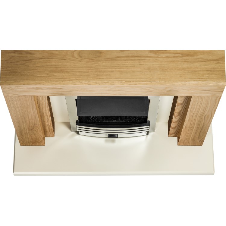 Adam Oak and Chrome Electric Fireplace Suite - Beaumont