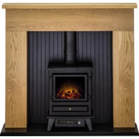 Adam Innsbruck Electric Stove Suite with Oak Surround and Black Stove