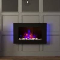 Be Modern 35" Black Wall Mounted Fire with LED Lights - Azonto Be Modern 35" Black Wall Mounted Fire with LED Lights - Azonto