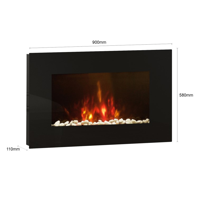 Be Modern 35" Black Wall Mounted Fire with LED Lights - Azonto