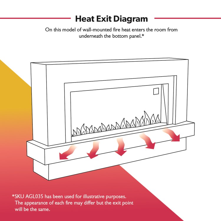 Be Modern 35" Black Wall Mounted Fire with LED Lights - Azonto