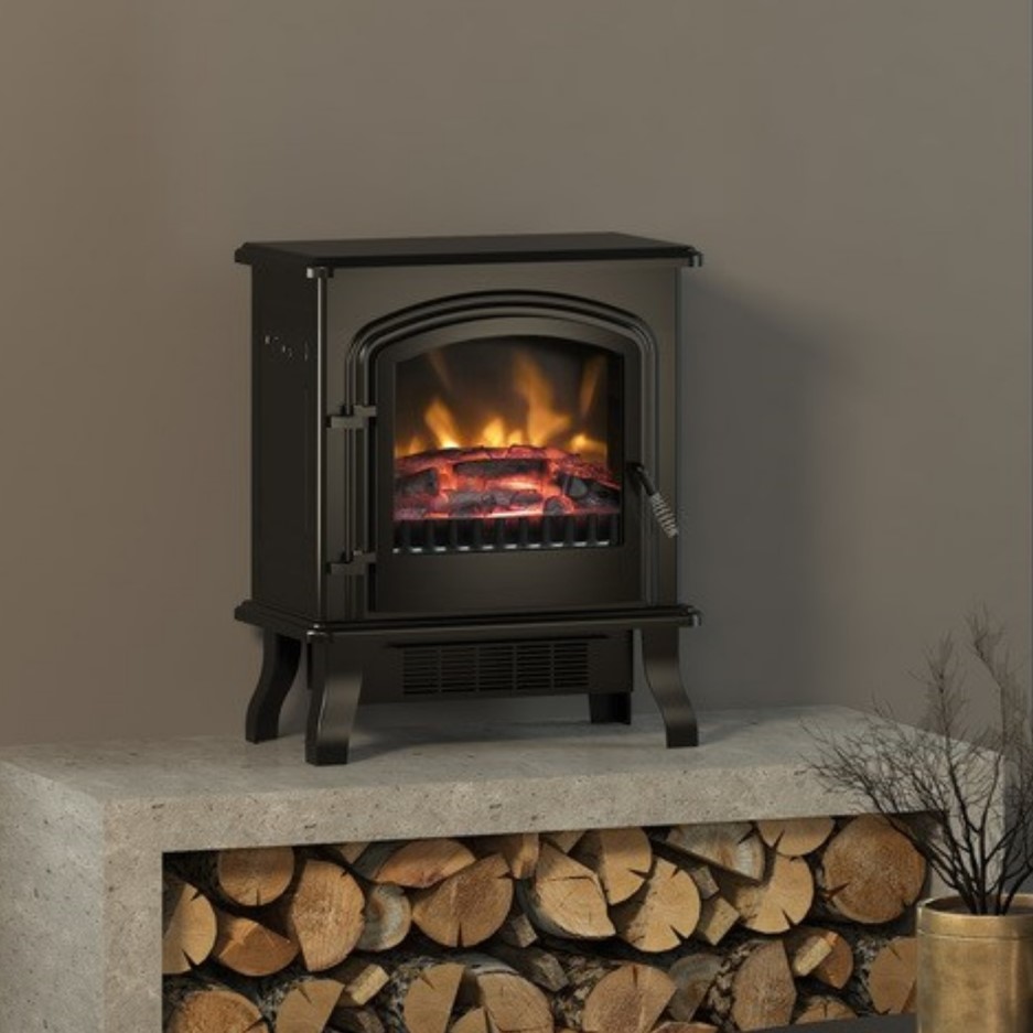 BeModern Colman Freestanding Electric Stove Fire in Matte Black
