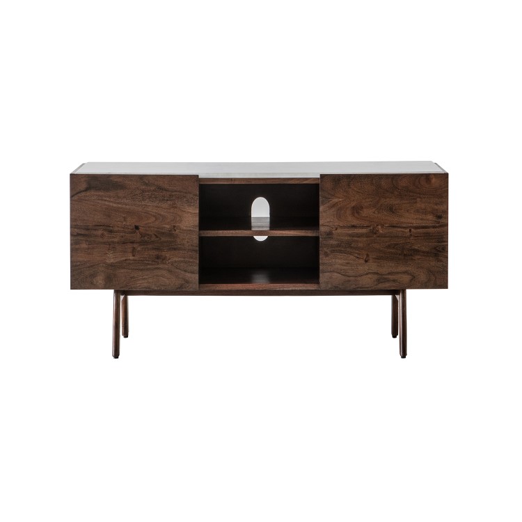 Gallery Barcelona White Marble Top Media TV Unit - TV's up to 50"