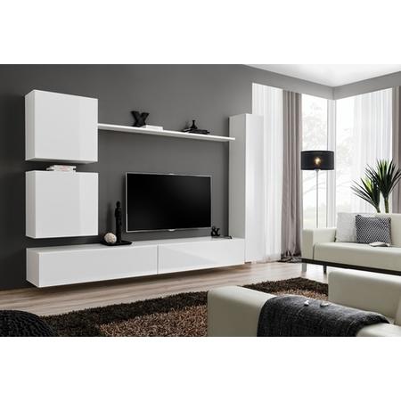 White High Gloss Floating TV Entertainment Unit - TV's up to 50" - Neo