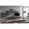 Wall Mounted Grey Gloss TV Unit &amp; Cupboards - TV&#39;s up to 55&quot; - Neo