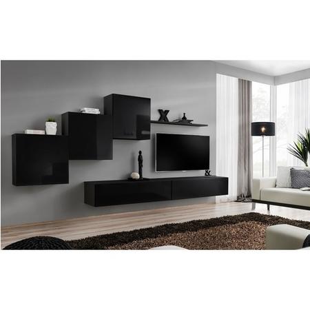 Floating Entertainment Unit in Black High Gloss - TV's up to 50" - Neo