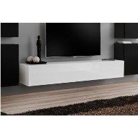 Large Wall Mounted TV Unit in White High Gloss - TV's up to 56