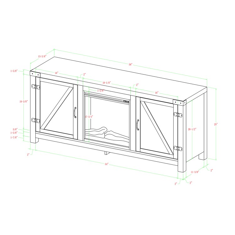 Foster Limewash Wood Corner TV Unit with Electric Fire Insert & Storage Cupboards - TV's up to 56"