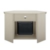 Corner Wooden TV Unit with Electric Fire Insert &amp; Cupboards