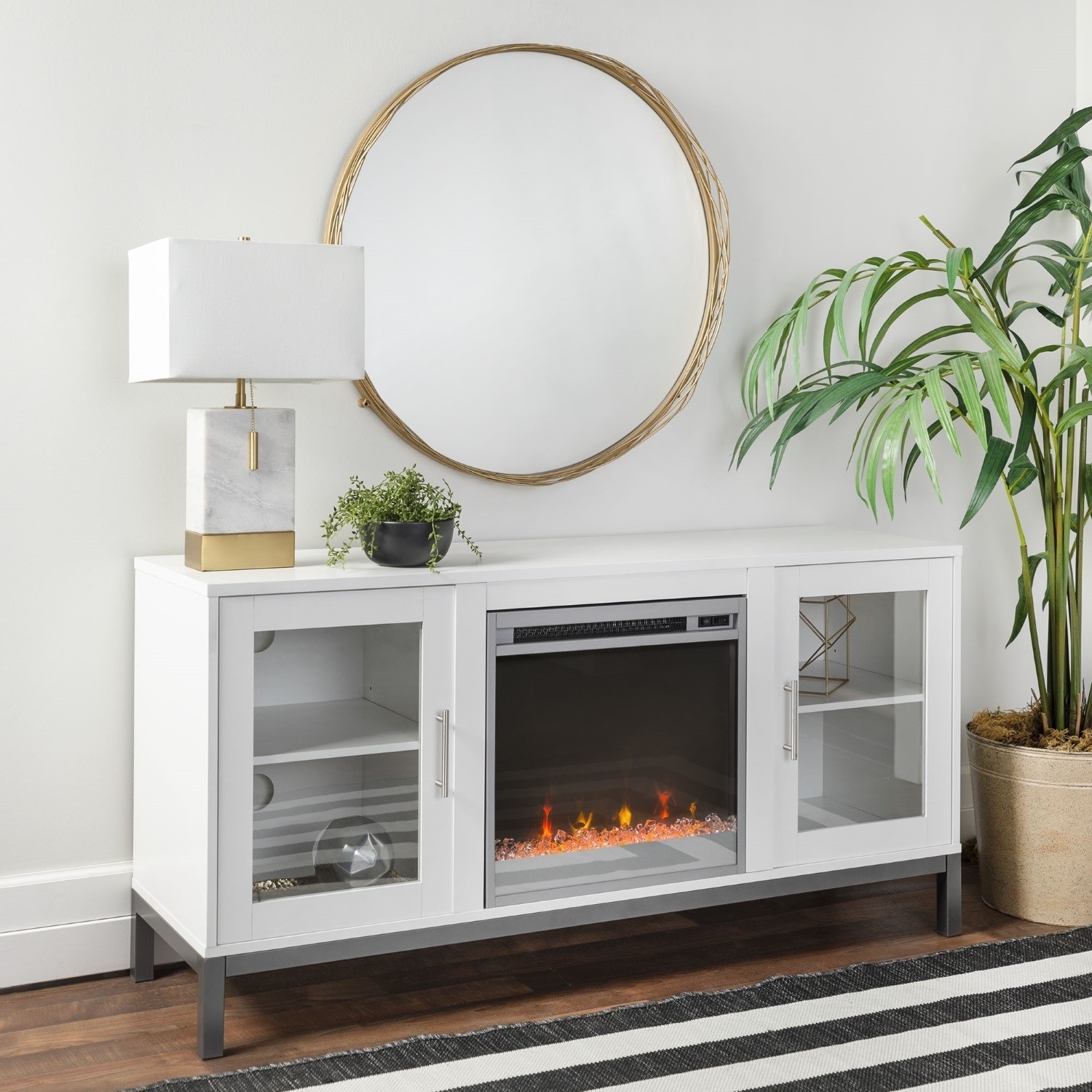 Tv stand with discount built in fire