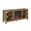 Foster Brown Wood Effect TV Unit with Electric Fire &amp; Storage - TV&#39;s up to 50&quot;