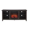 Foster Dark Wood Effect TV Unit with Electric Fire &amp; Storage - TV&#39;s up to 60&quot;