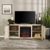 Foster Light Oak Effect TV Unit with Electric Fire &amp; Storage Cupboards - TV&#39;s up to 60&quot;