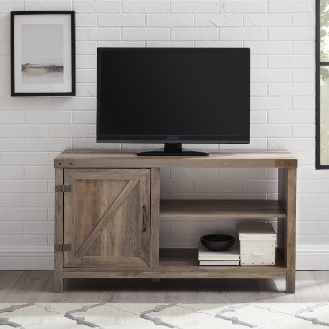 Grey Wooden Effect TV Unit with Storage - Foster - TV's up to 50"