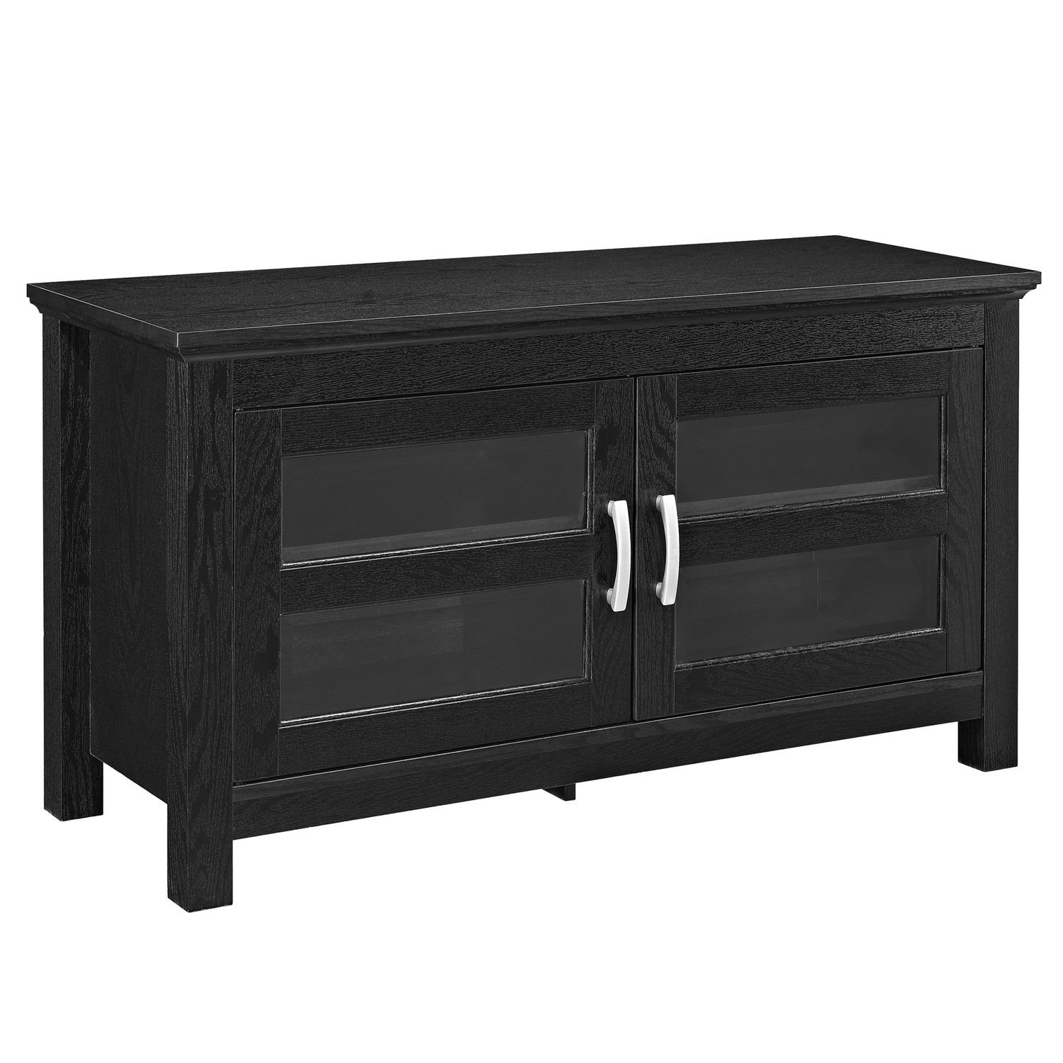 Foster Black Wooden TV Unit with Double Doors - TV's up to 48