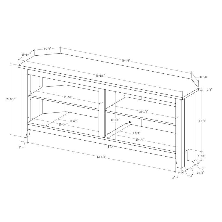 Foster Grey Wood Effect Corner TV Unit with Open Shelves - TV's up 60"