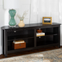 Black Wood Effect Corner TV Unit with 4 Open Shelves - Foster - TV's up to 60"