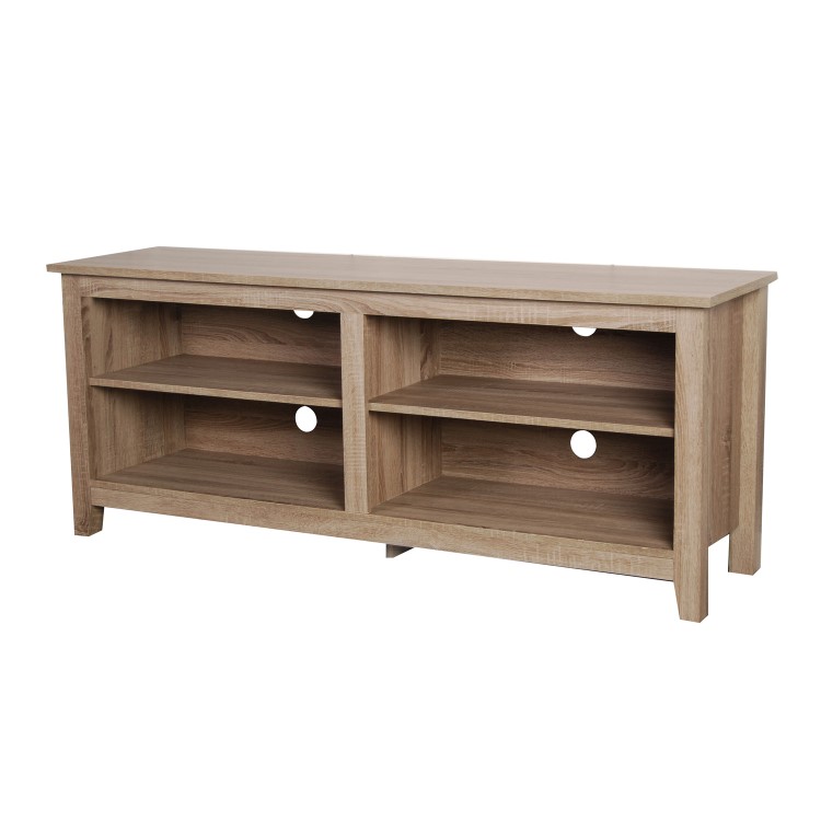 Foster Light Wood Effect TV Unit with 4 Open Shelves - TV's up to 60"