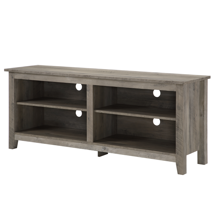 Foster Grey Wooden TV Unit with Open Shelves - TV's up to 60"