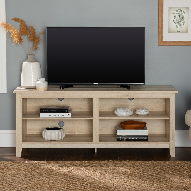 Foster Light Oak TV Unit with 4 Open Shelves -TV's up to 60"